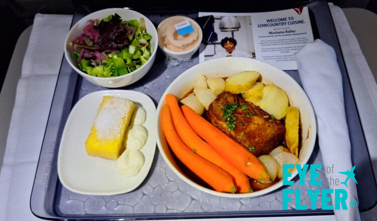 a tray with food on it