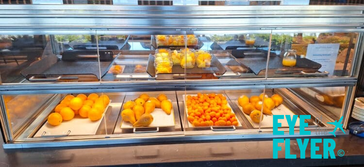 a display case with fruit on it