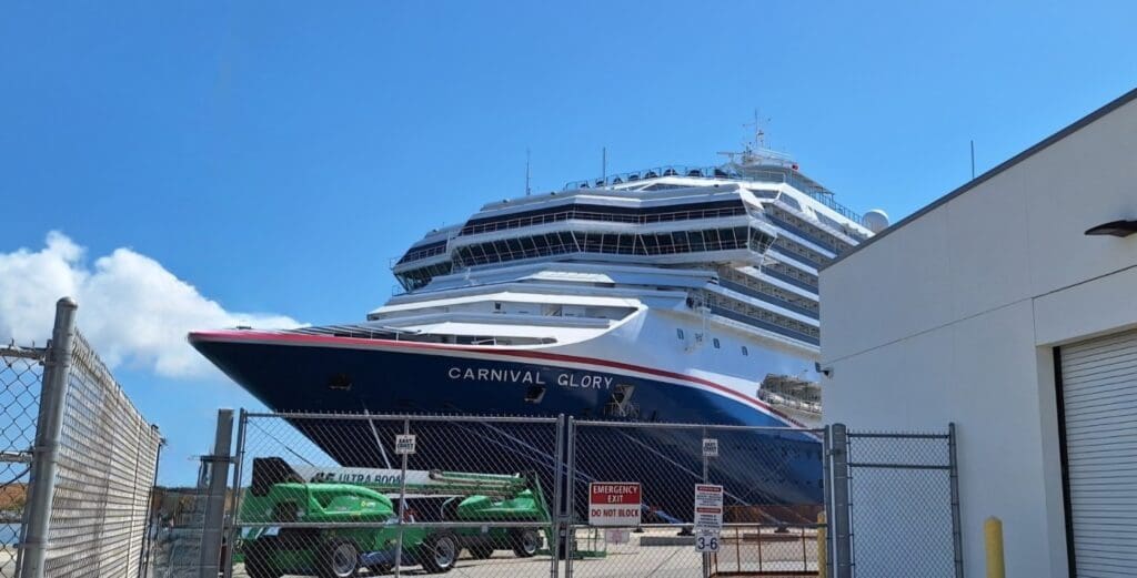 a cruise ship in a port