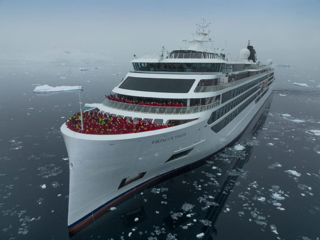 a large cruise ship in the water