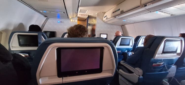 a person sitting in an airplane