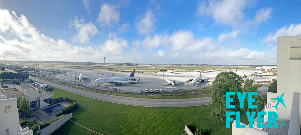 an airport with airplanes on the ground
