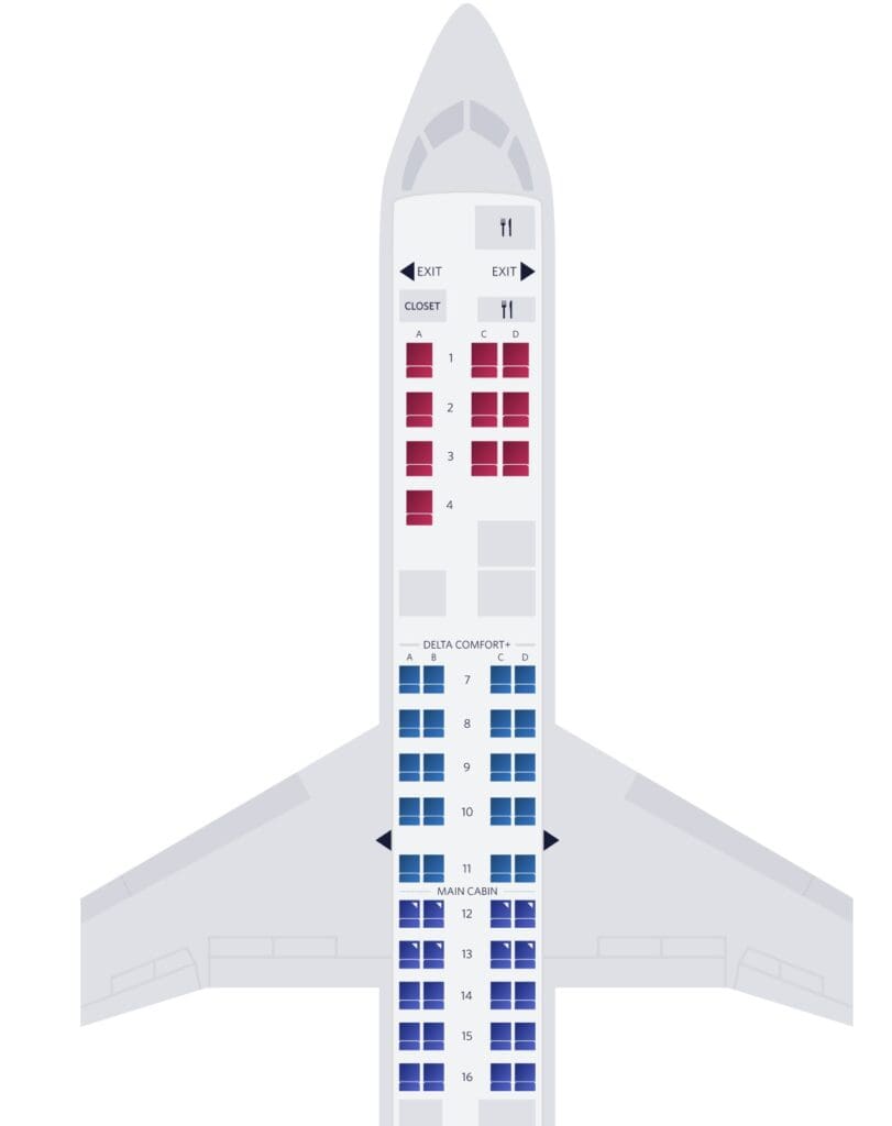 Delta CRJ-550 Seat Map