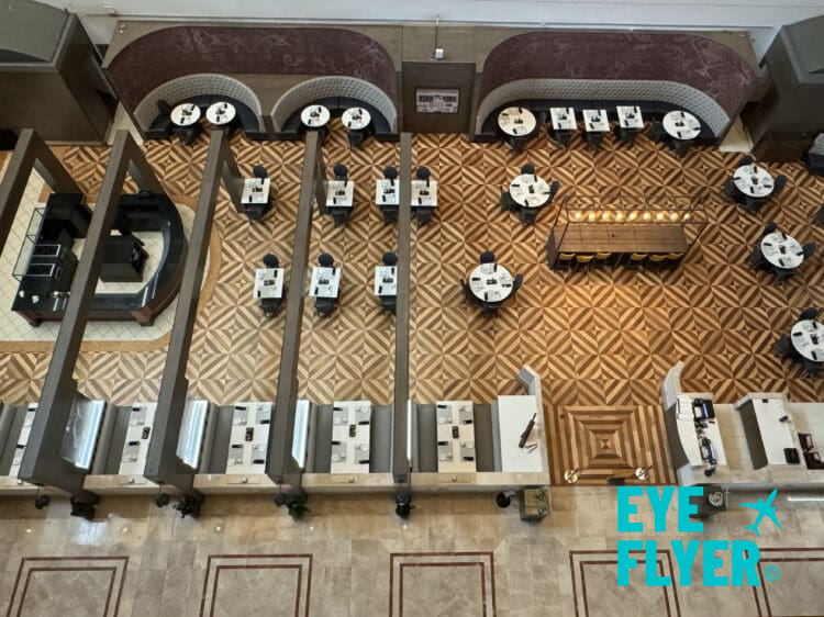 an aerial view of a restaurant