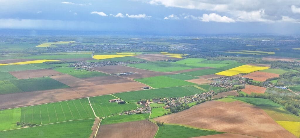 aerial view of a large field