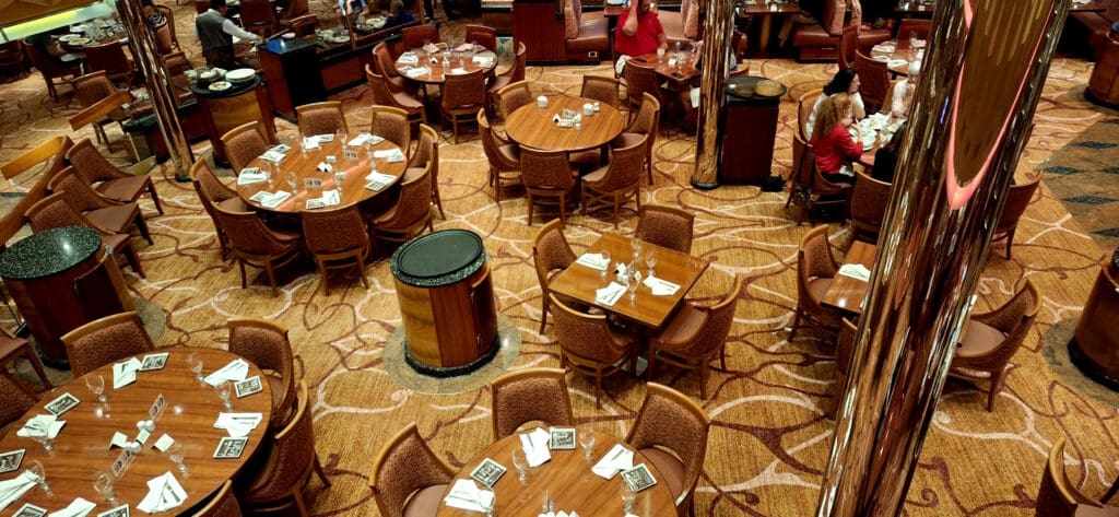 a group of tables in a restaurant