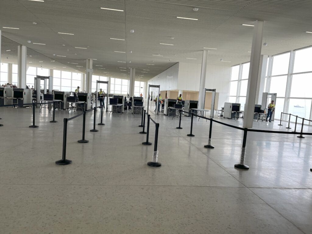 a group of people in an airport