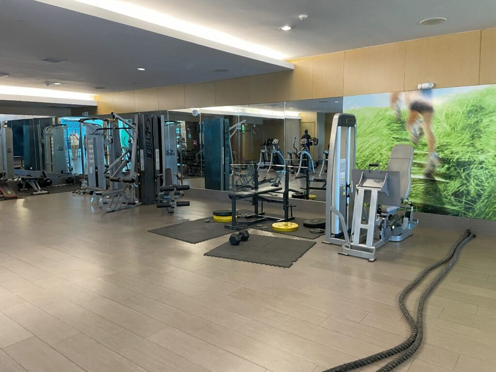 a gym with exercise equipment