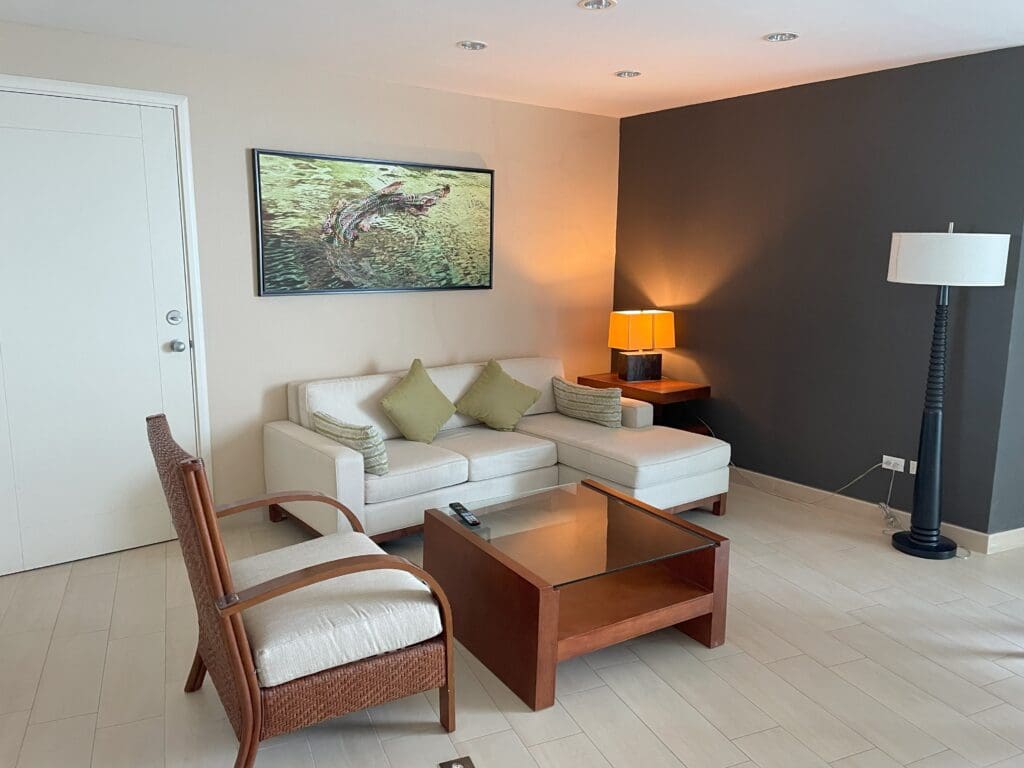 a living room with a couch and a coffee table