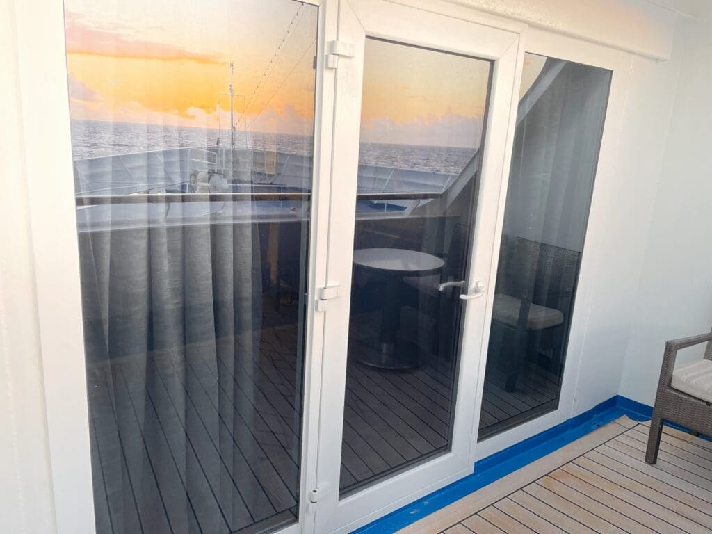 a glass doors on a boat