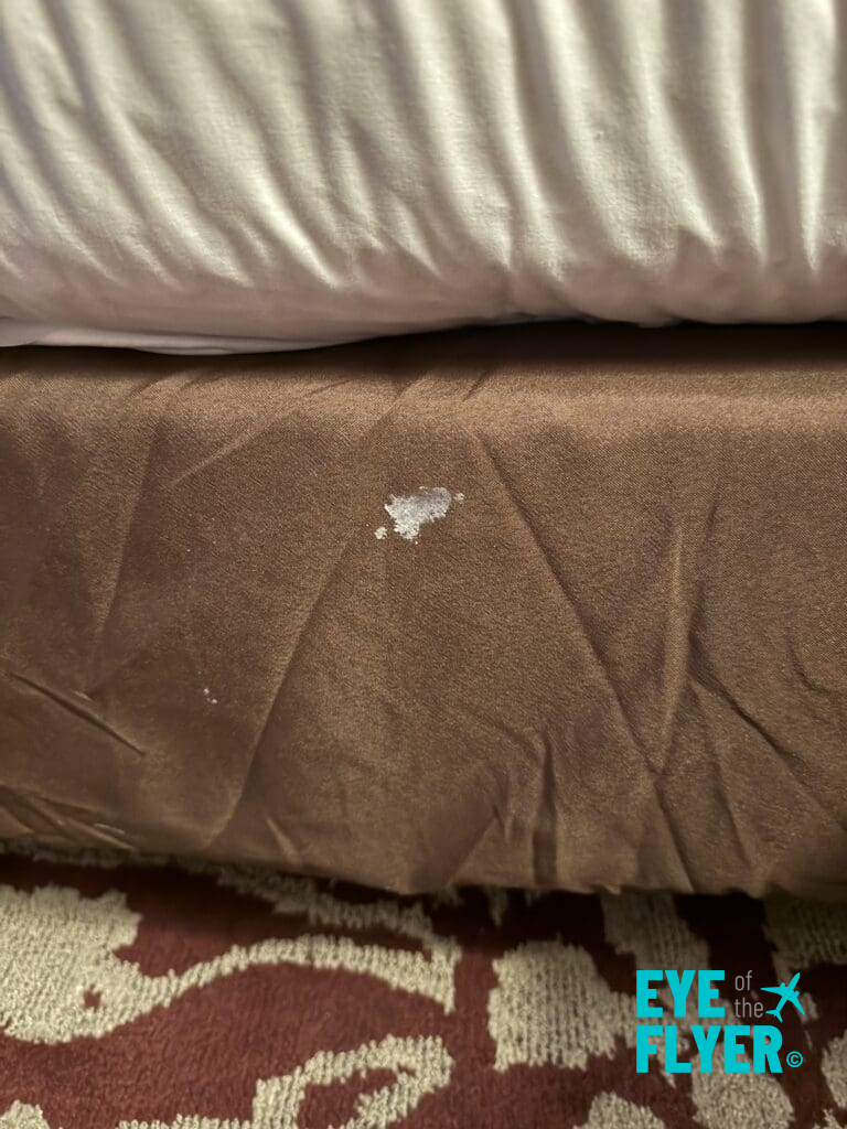 Mysterious stain on a bed at MGM Grand Las Vegas