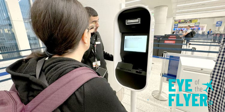 A Delta Air Lines passengers uses CLEAR+ at Los Angeles International Airport (LAX)