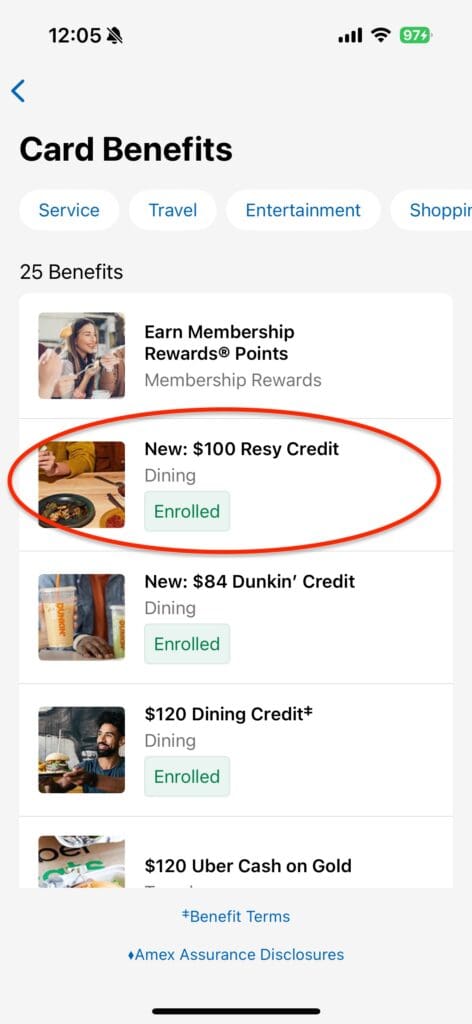 How to enroll in the Amex Resy credit.