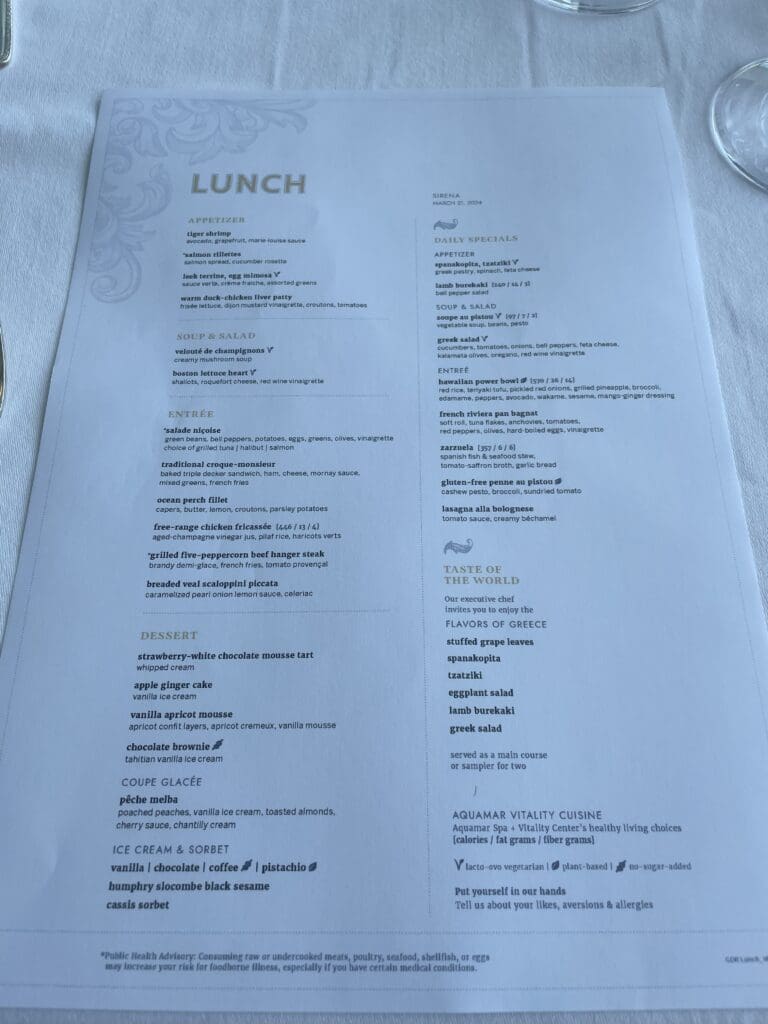 a menu on a table