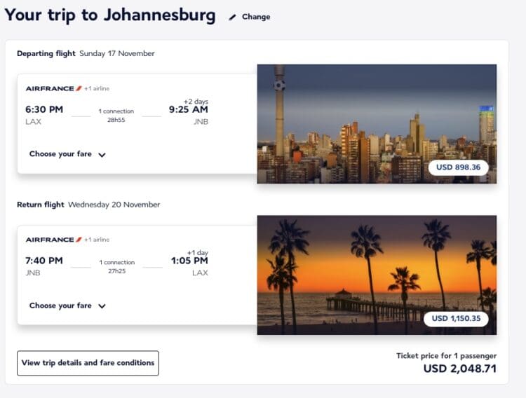 Los Angeles to Johannesburg November 2024 MQD Run