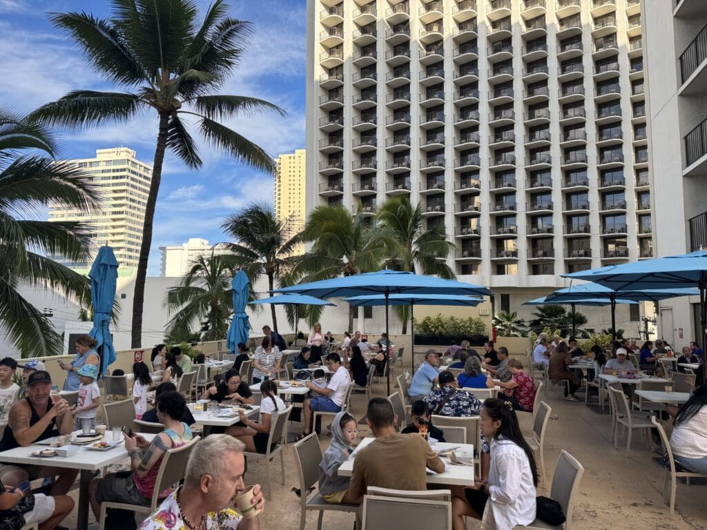 Breakfast seating area at Hyatt Place Waikiki