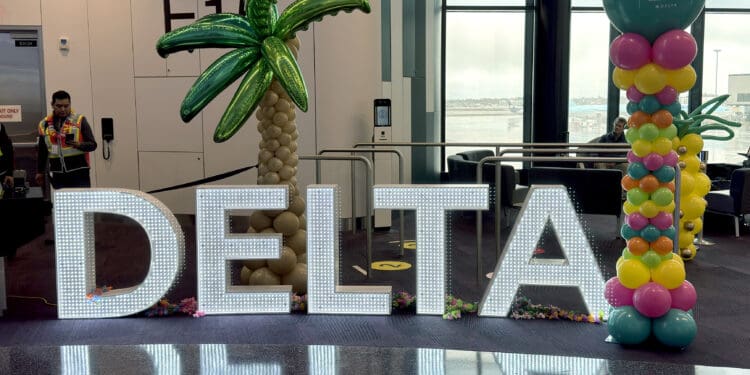 The party for Delta Air Lines’ inaugural flight from Boston (BOS) to Honolulu (HNL) at Boston Logan International Airport on Thursday, November 21, 2024. ©EyeOfTheFlyer.com