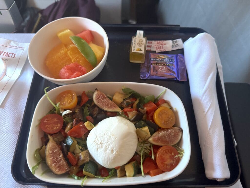 The Burrata Salad served in Delta One and Delta Premium Select.