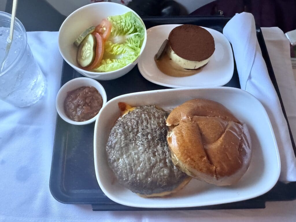 Cheeseburger served in Delta One and Delta Premium Select.