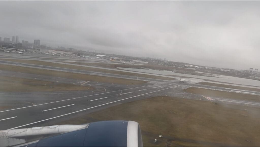 Departing a cold, wet Boston for Delta Air Lines' inaugural flight from BOS to Honolulu (HNL).