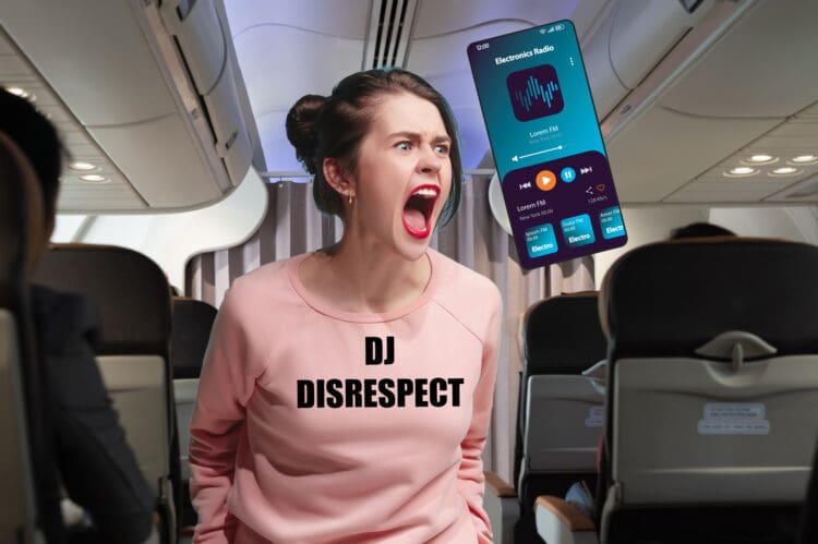 a woman screaming in an airplane