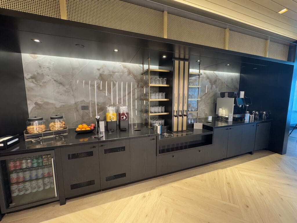 Beverage station inside the Chase Sapphire Lounge by The Club at the San Diego International Airport (SAN)