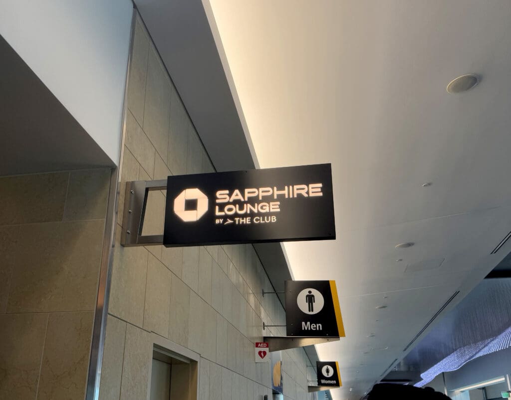 Chase Sapphire Lounge by The Club branding at the San Diego International Airport (SAN)