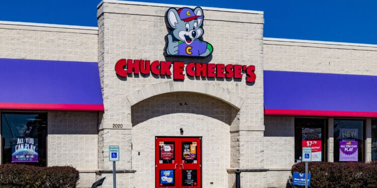 Lancaster, PA, USA - October 18, 2018: Chuck E. Cheese's is a chain of American family entertainment centers and restaurants with over 600 locations.