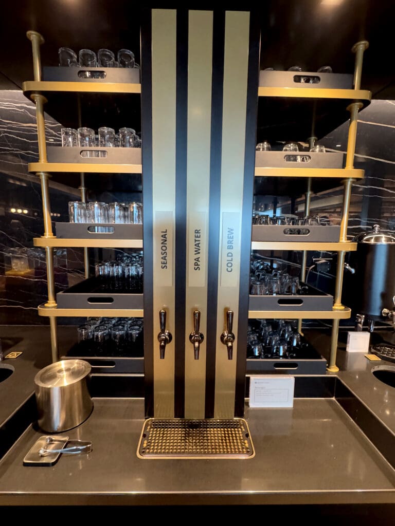 Beverage station inside the Chase Sapphire Lounge by The Club at the San Diego International Airport (SAN)