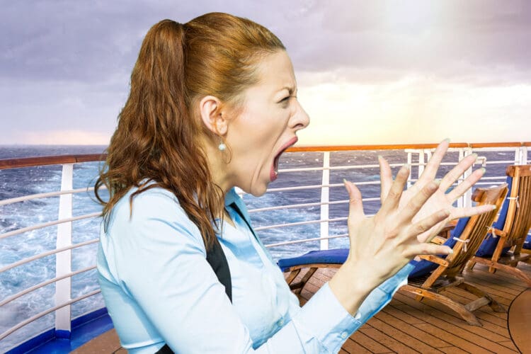 A woman complains on a cruise ship.