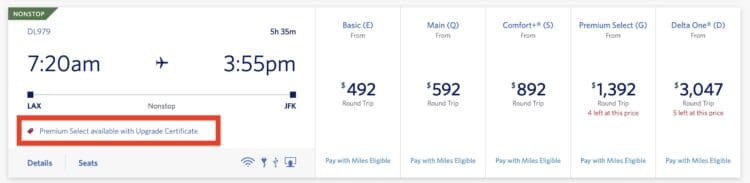 Use Upgrade Certificates for Delta Premium Select