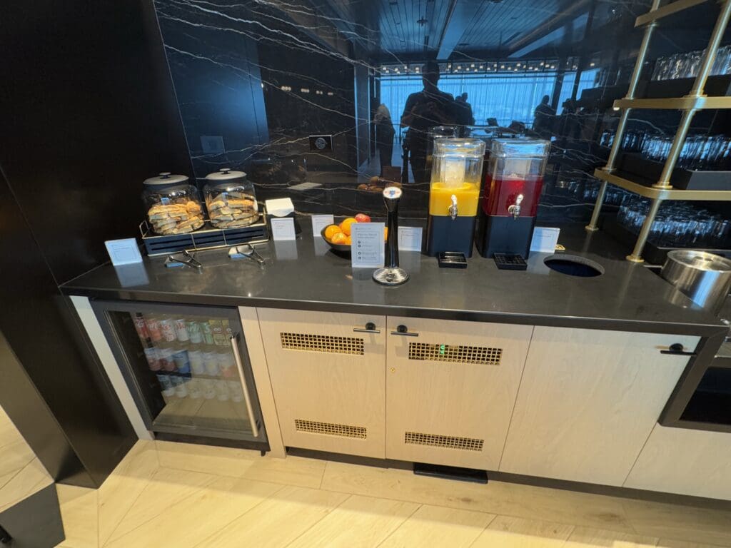 Beverage station inside the Chase Sapphire Lounge by The Club at the San Diego International Airport (SAN)