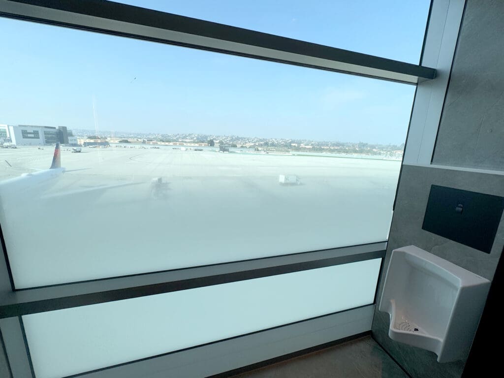 Men's room inside the Chase Sapphire Lounge by The Club at the San Diego International Airport (SAN)