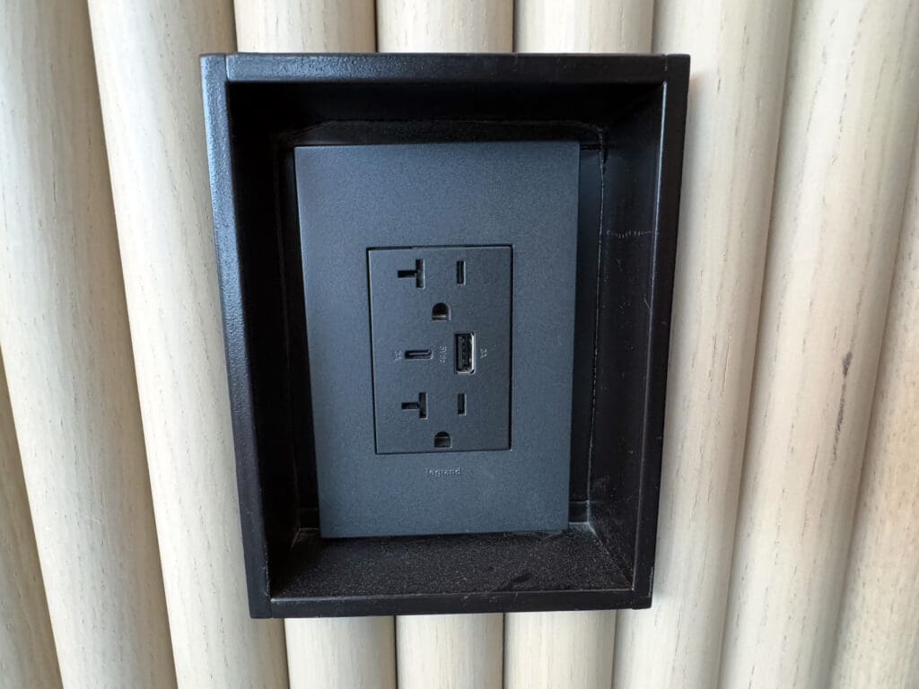 Power outlets inside the Chase Sapphire Lounge by The Club at the San Diego International Airport (SAN)