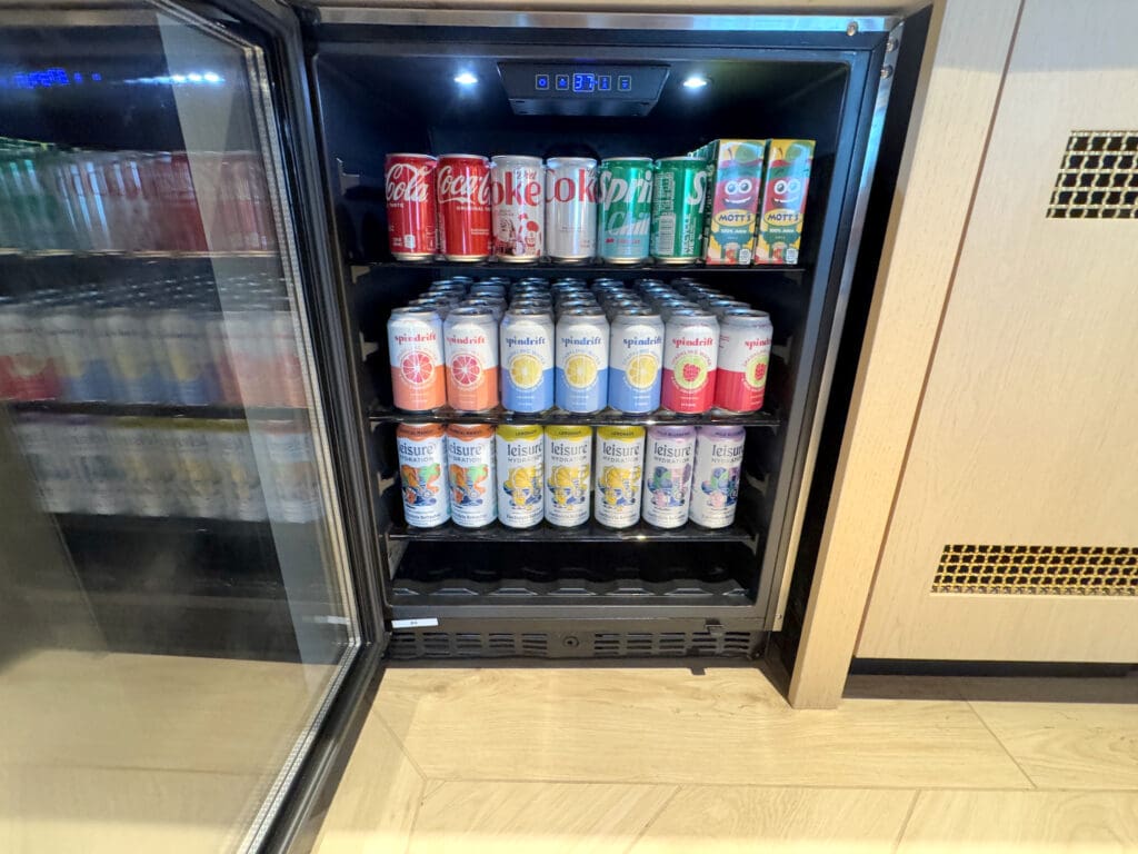 Beverage station inside the Chase Sapphire Lounge by The Club at the San Diego International Airport (SAN)