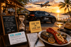 Travel, dining, hotel, and rideshare statement credits expiring at month-end, quarter-end, and semiannual deadlines.