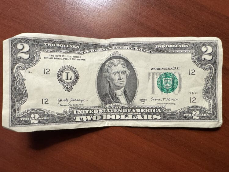 A $2 bill