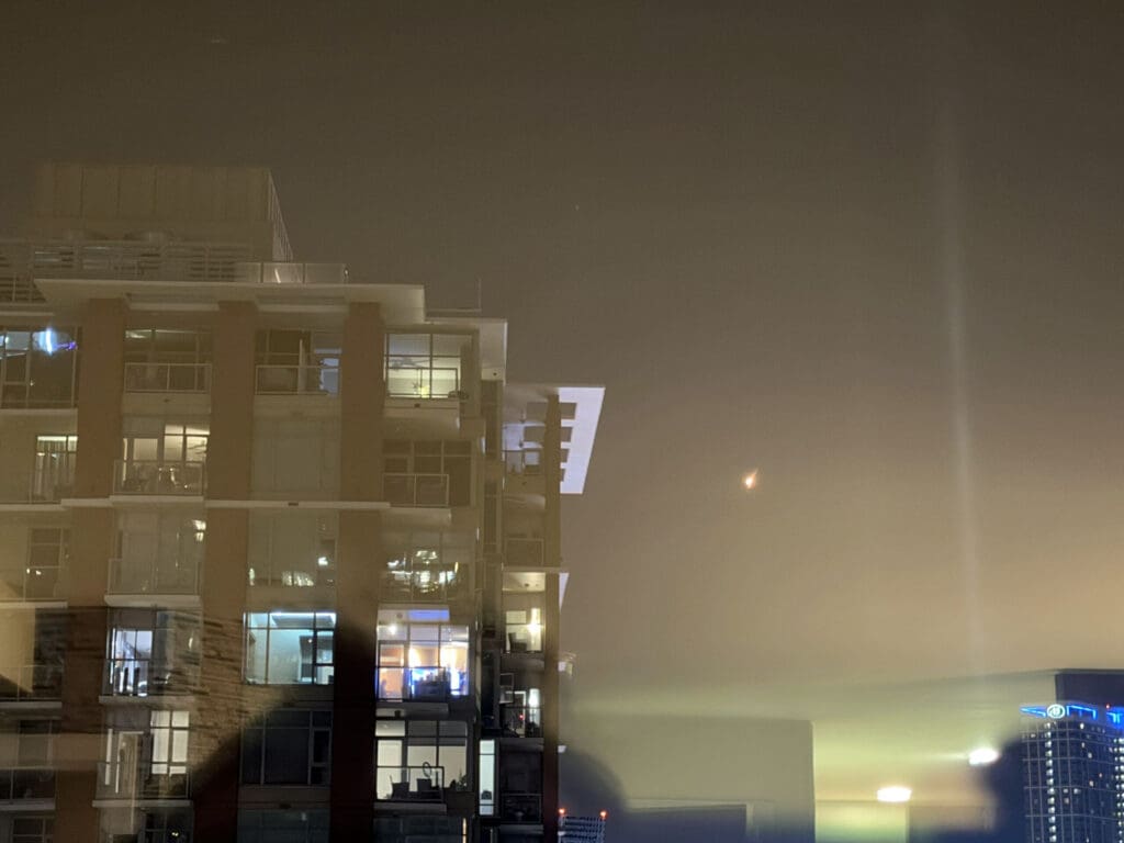 A SpaceX Falcon 9 rocket flies over San Diego after its launch from Vandenberg Space Force Base.