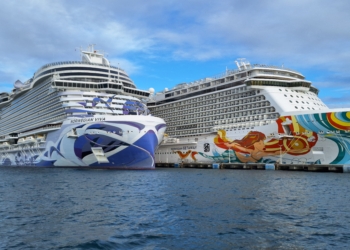 two large ships next to each other