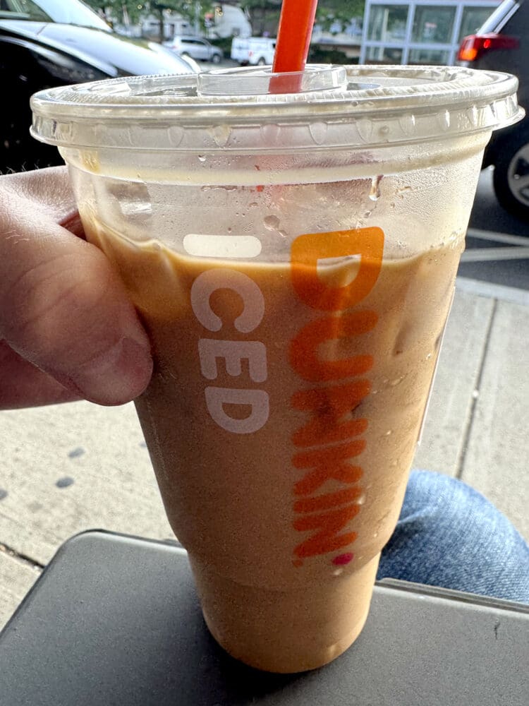 Dunkin' iced coffee paid with an Amex Gold credit