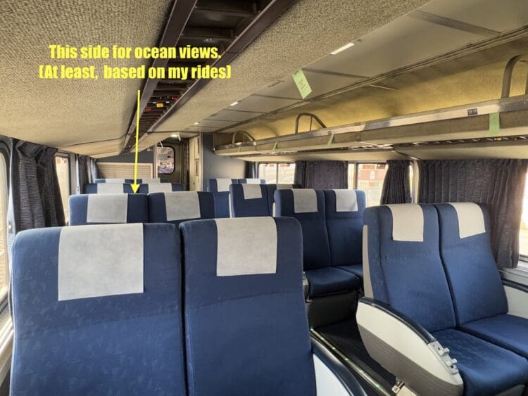 Which side to sit on for ocean views on Amtrak's Pacific Surfliner?