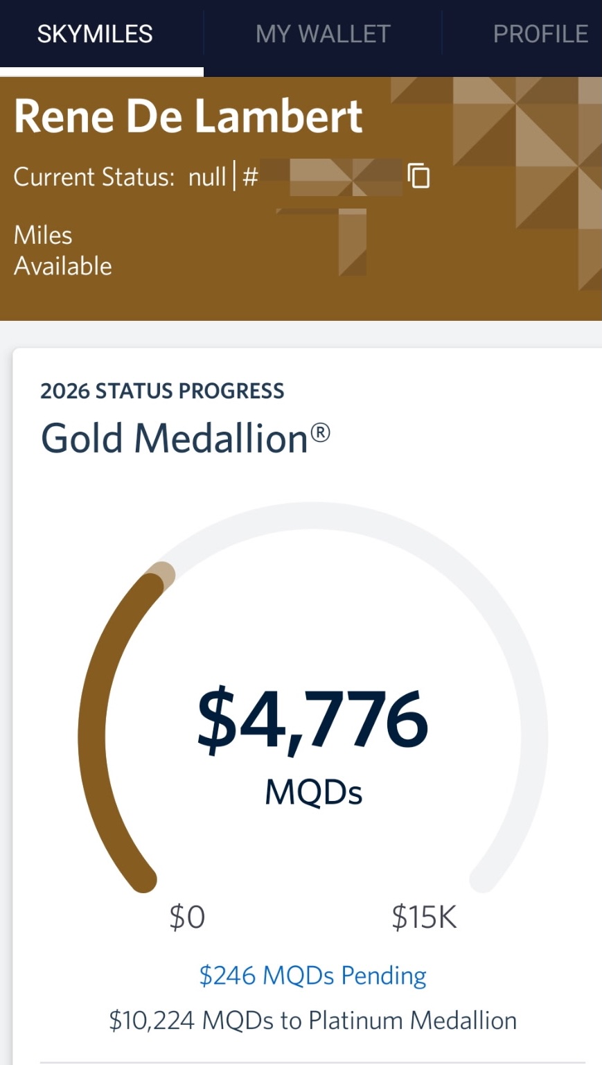 Delta Gold Medallion® login screen