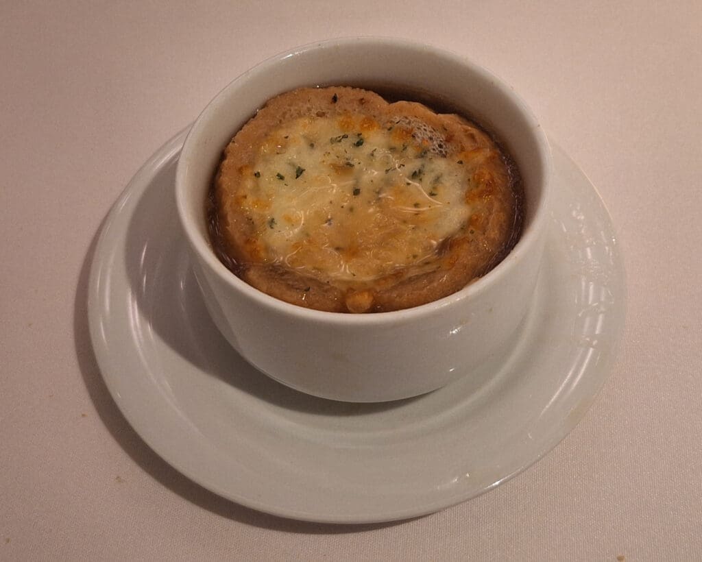 a bowl of soup on a plate