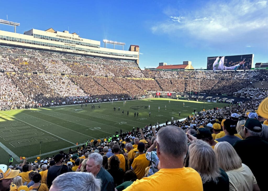 The North Dakota State University Bison play the University of Colorado Buffaloes at Folsom Field in Boulder, Colorado, on August 29, 2024.