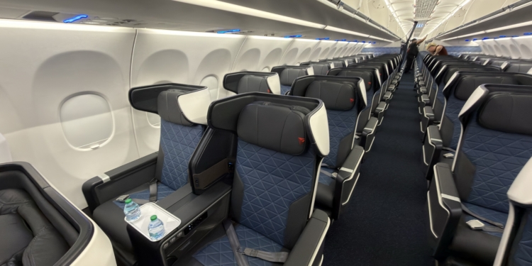 First class seats on Delta's Airbus A321neo 3NP model with 44 first class seats