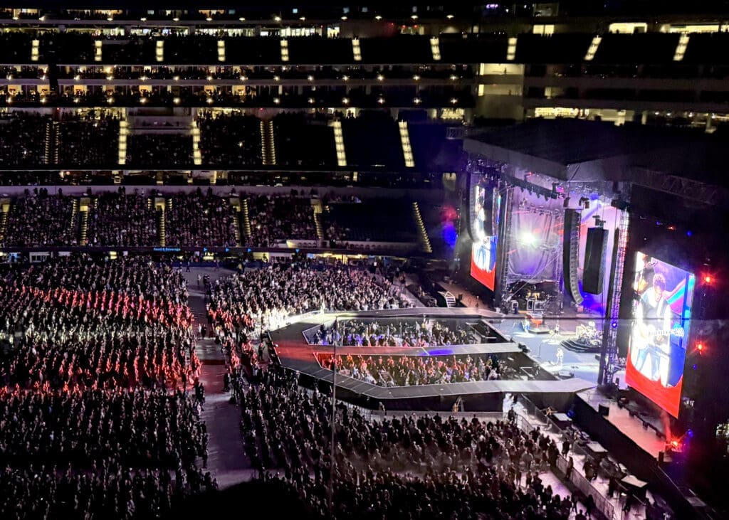 Journey performs live at SoFi Stadium in Inglewood, California.