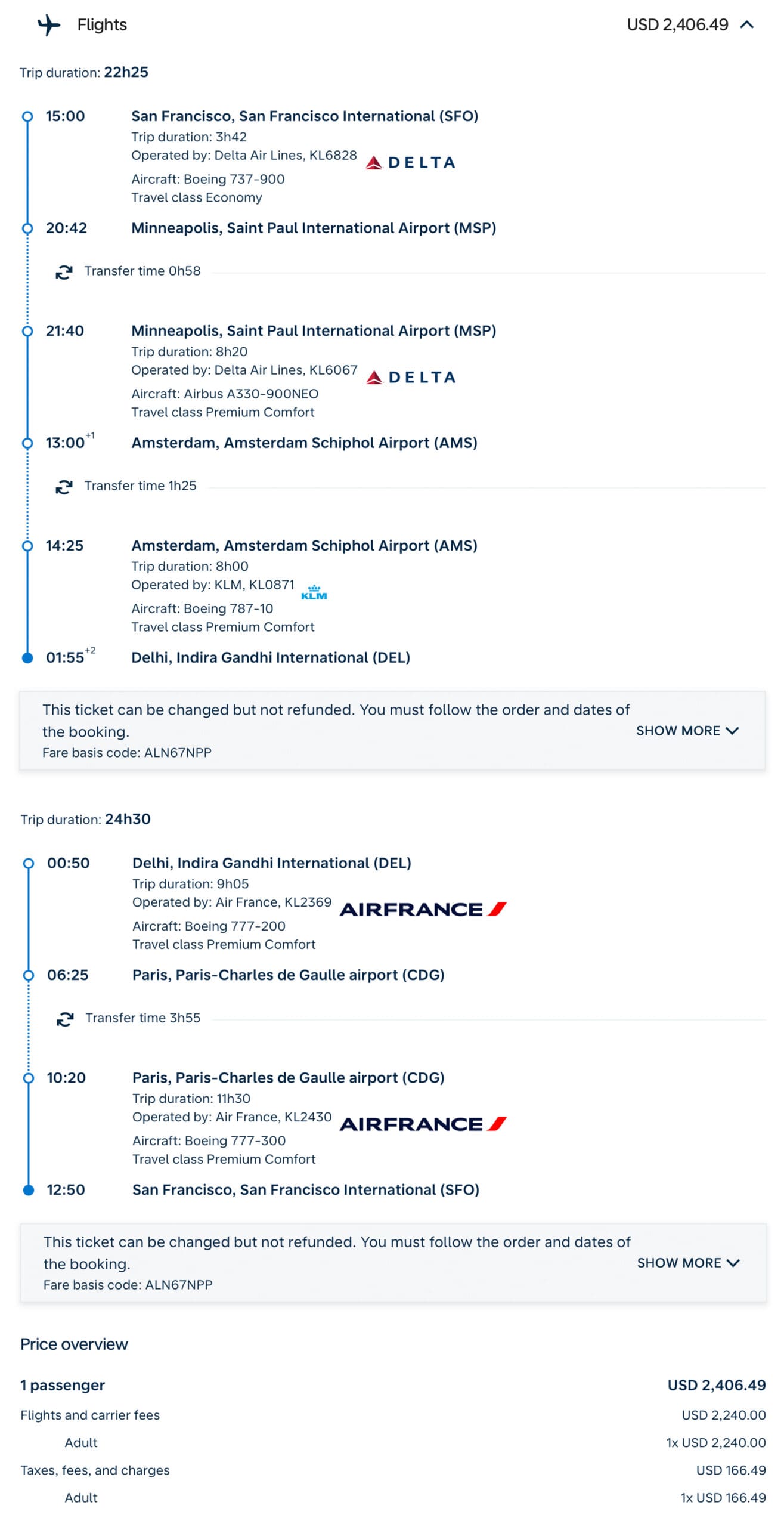 $4,847 Delta 🔺 MQD! ✈️ KLM Premium Economy Status Run — San Francisco (SFO) to New Delhi (DEL) (October 2026)