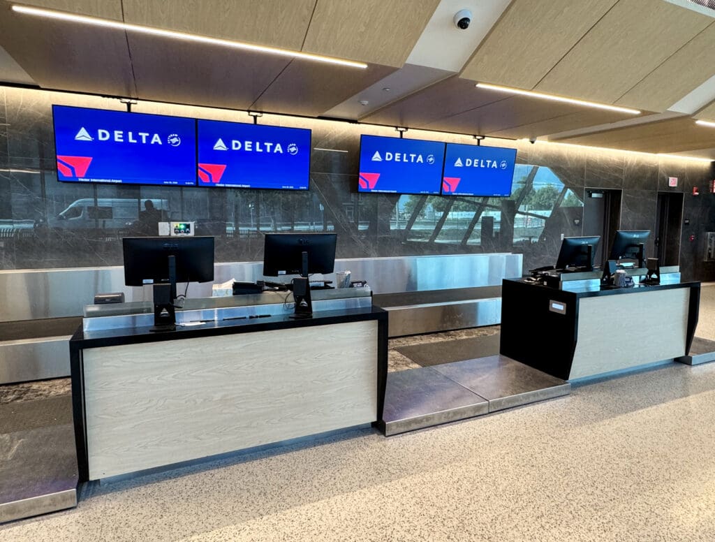 The Delta Air Lines check-in desk at Hector International Airport(FAR) in Fargo, ND