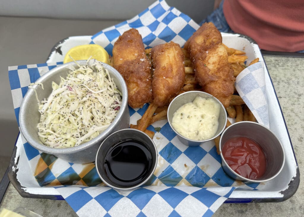 Fish and Chips at Whaler Beach Bar Venice