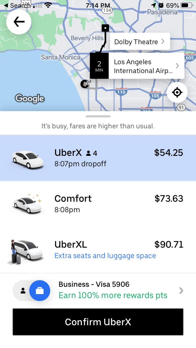 Uber-Ride-Request-LAX-Dolby-Theatre - Eye of the Flyer